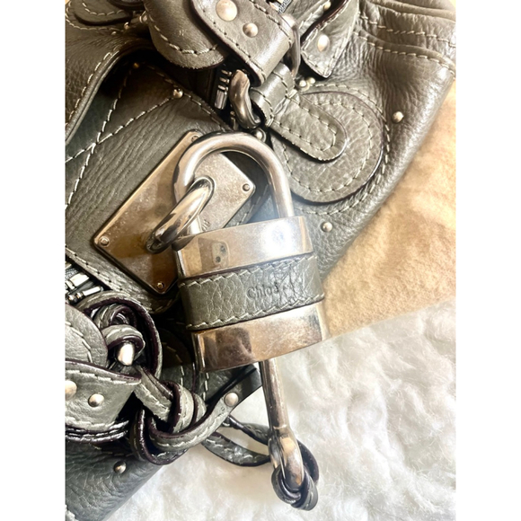 Chloe Mini Paddington Grey Leather Handbag with Key and Lock - Picture 12 of 15